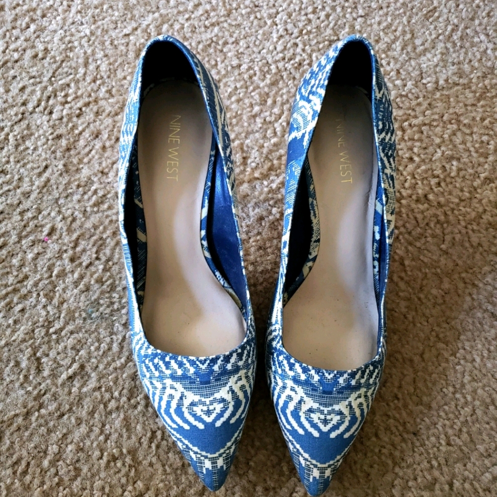 Blue and White pumps